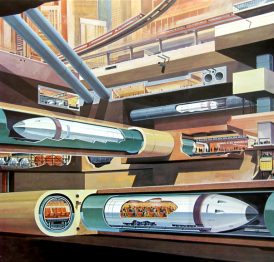 futurist painting of transport tubes